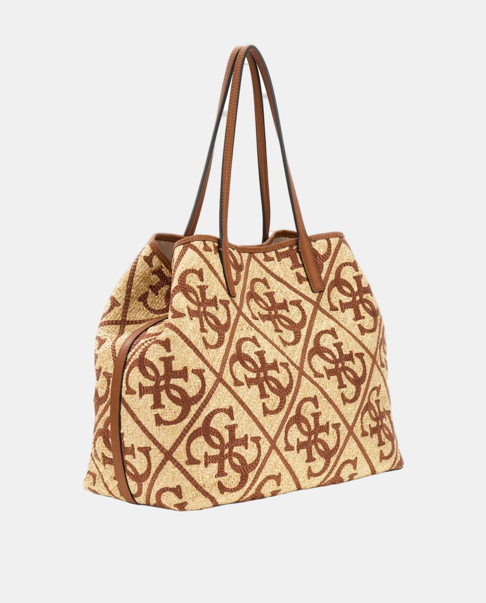 Mala de Ombro Tipo Tote com Fecho Magnético e Pochette Natural-4