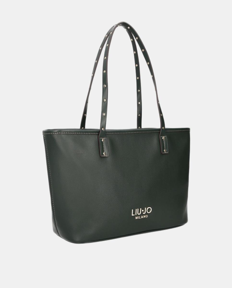 Mala Shopper Média com Fecho de Correr Verde-escuro-2