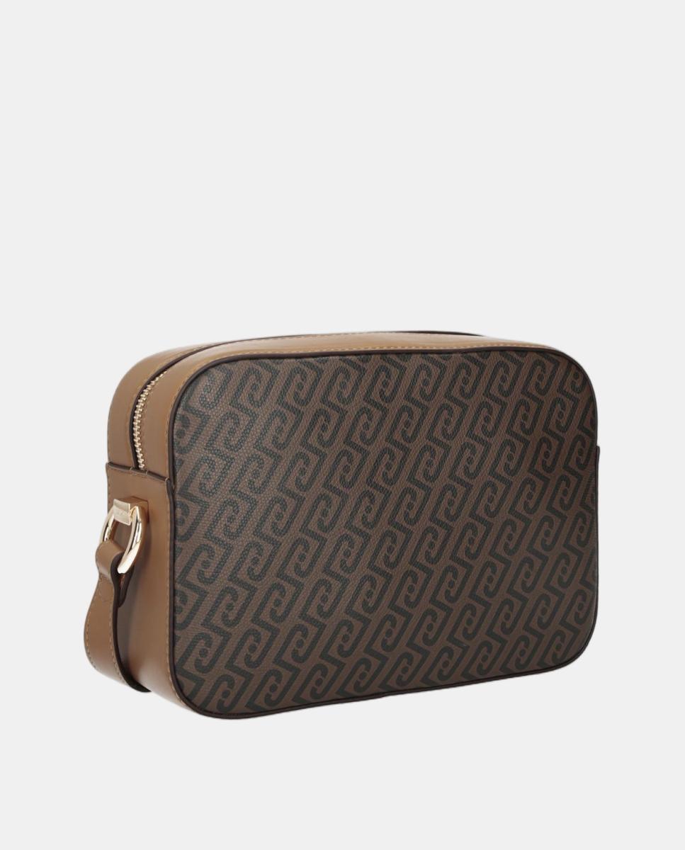 Mala a Tiracolo Média com Estampado de Logótipo Castanho-3