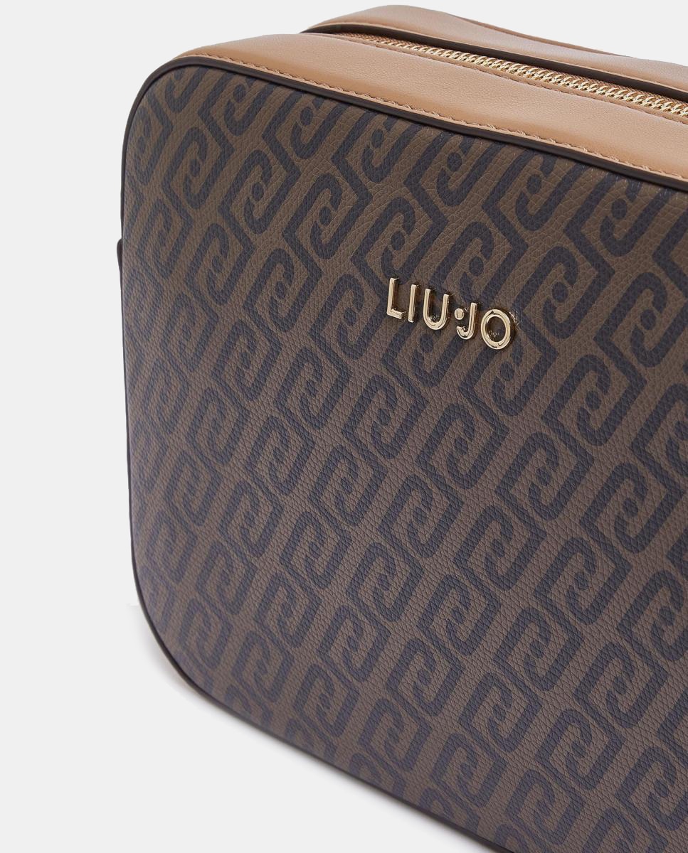 Mala a Tiracolo Média com Estampado de Logótipo Castanho-8