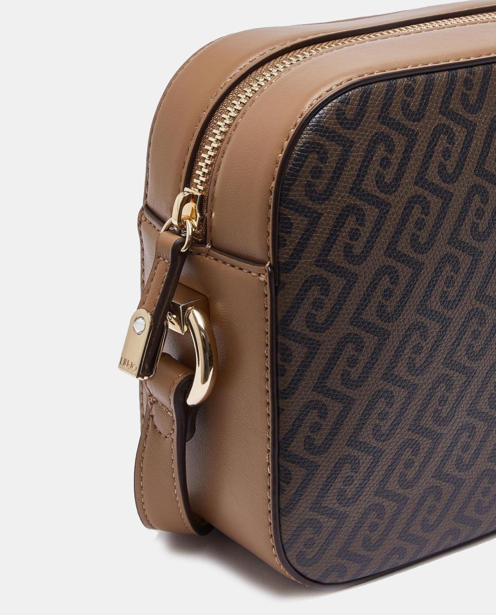 Mala a Tiracolo Média com Estampado de Logótipo Castanho-9