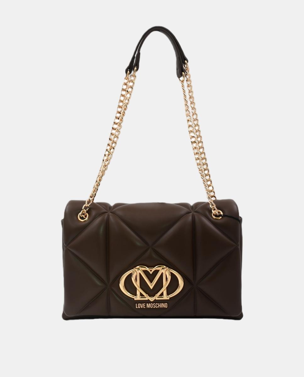 Imagem 0 de Mala de ombro acolchoada com detalhe metálico do logótipo dourado