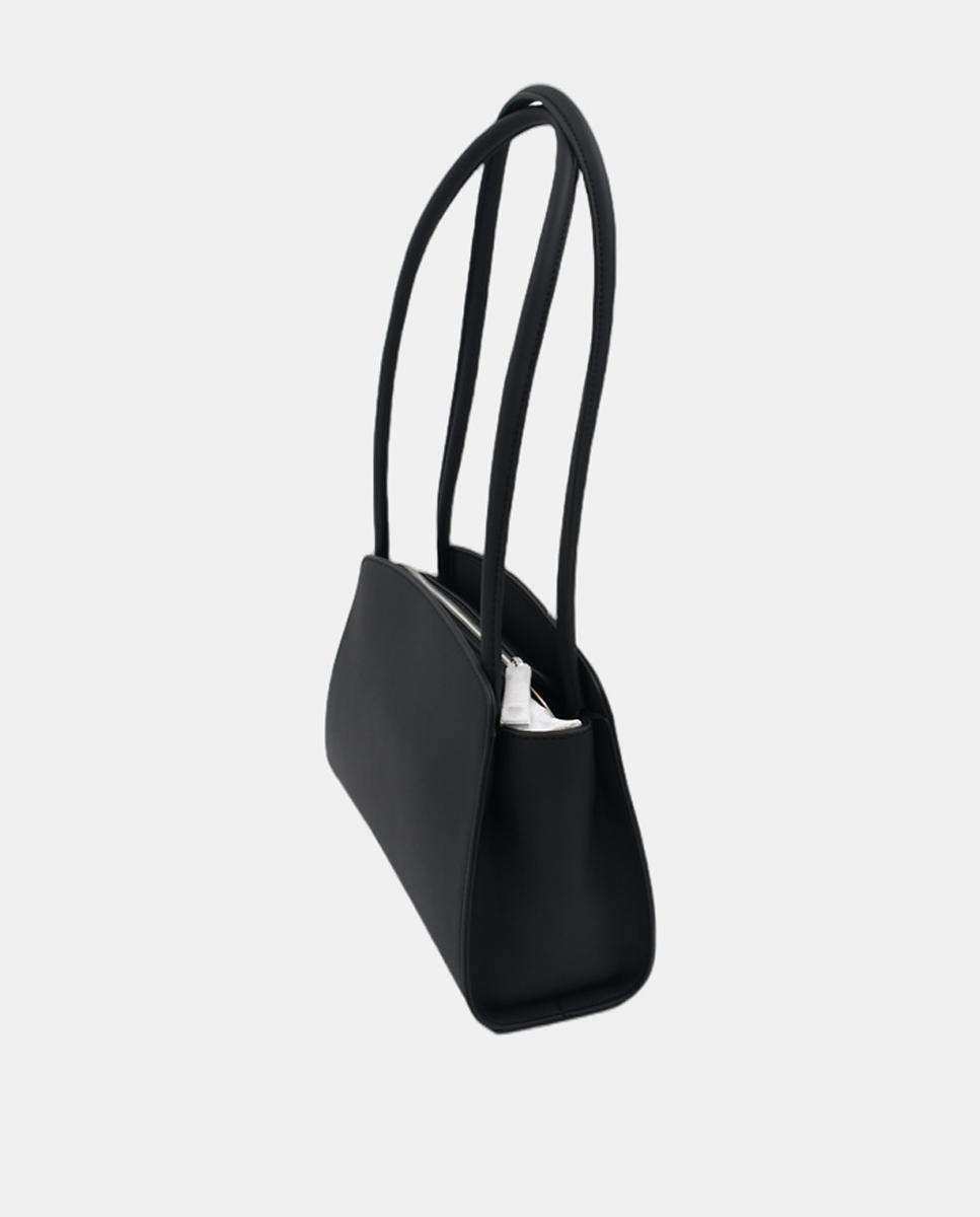 Bolso de hombro liso con detalle metálico de logo dorado - Love Moschino - Negro Negro-2