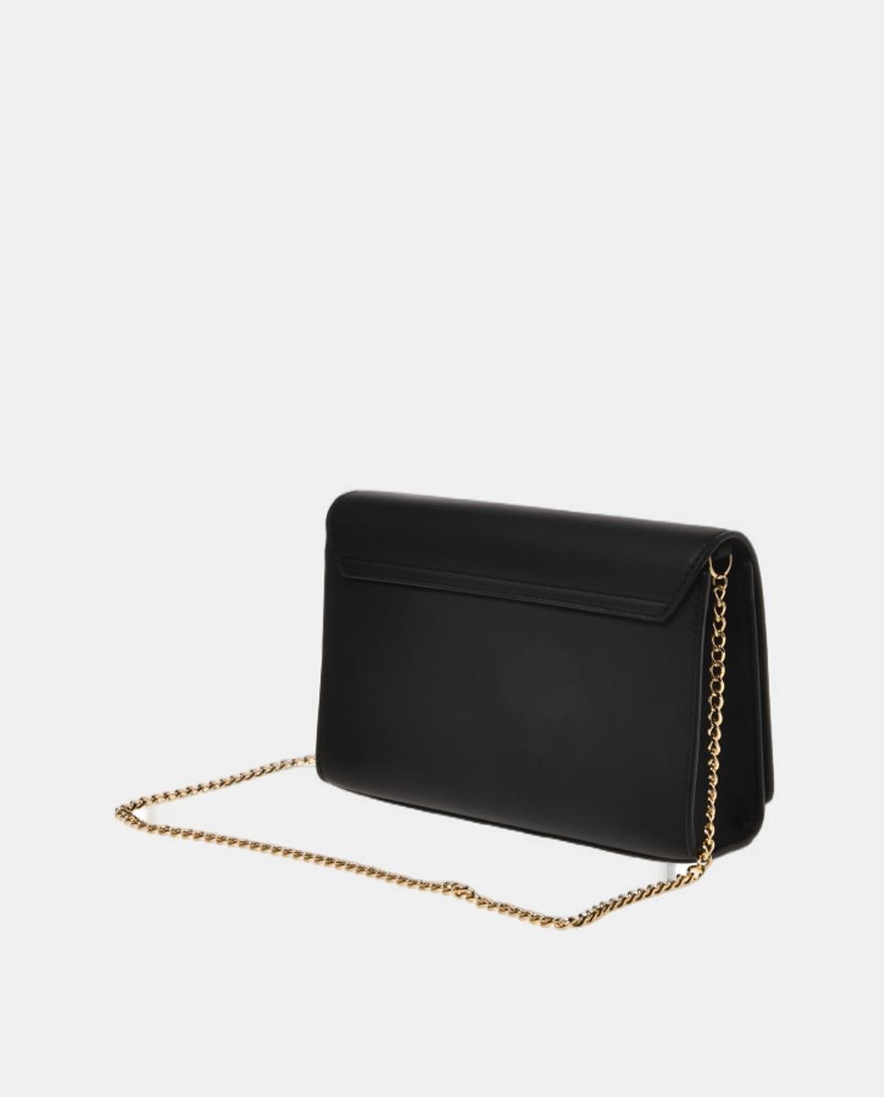 Bolso bandolera liso con detalle metálico de logo dorado - Love Moschino - Negro Negro-2