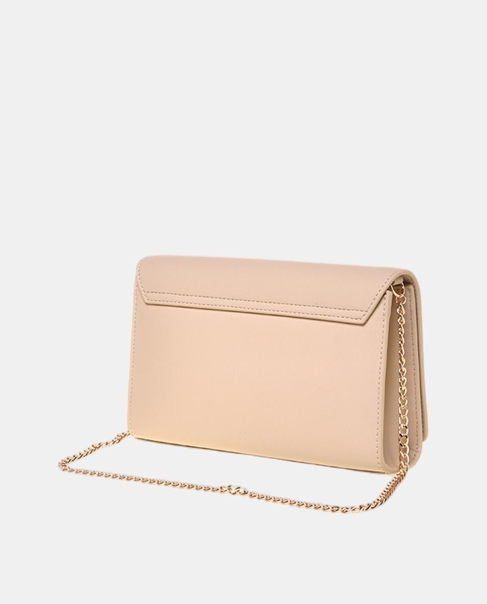 Bolso bandolera liso con detalle metálico de logo dorado - Love Moschino - Crema Crema-2