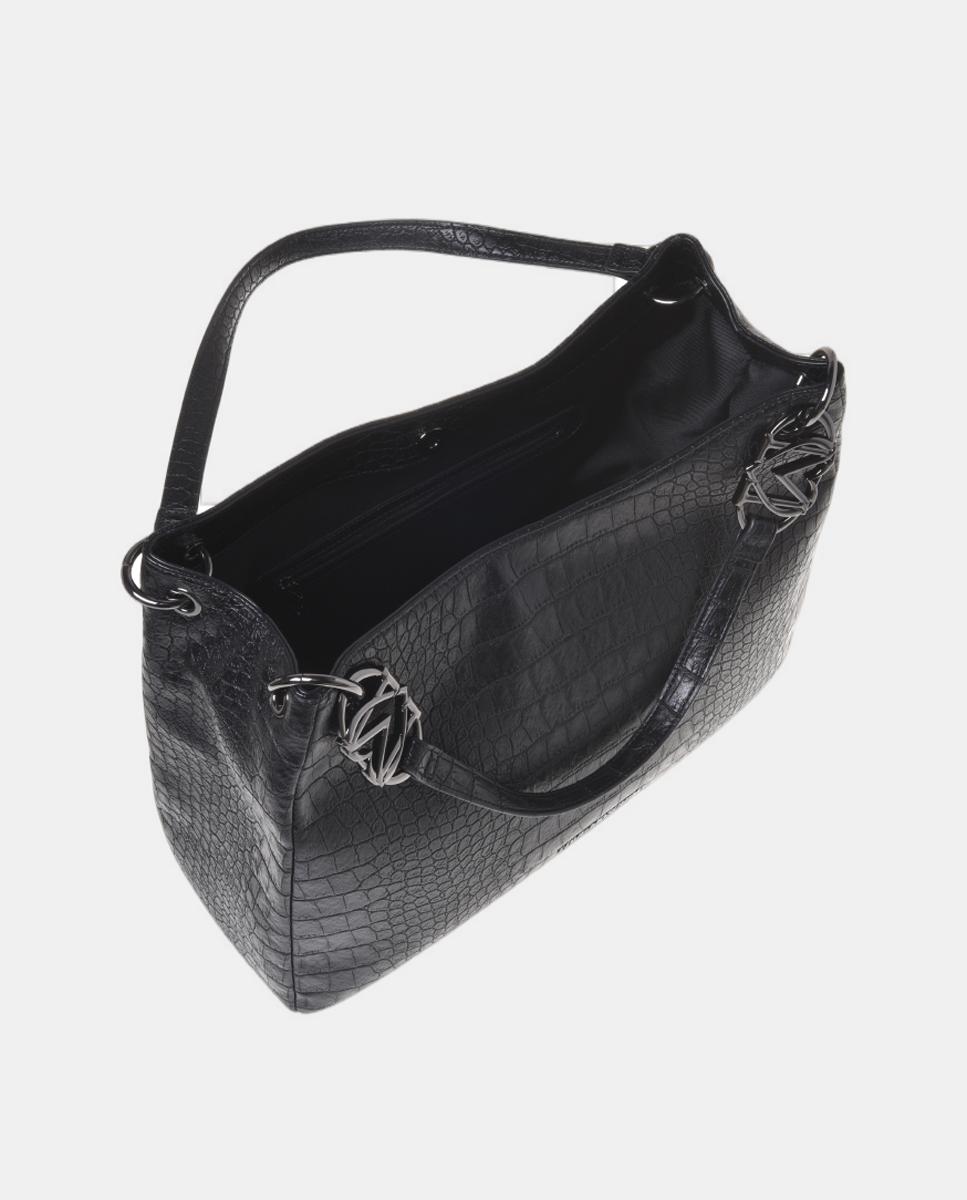 Imagen 3 de Bolso de hombro con estampado cocodrilo y detalle metálico a tono en asas y en el logo - Love Moschino - Negro Negro