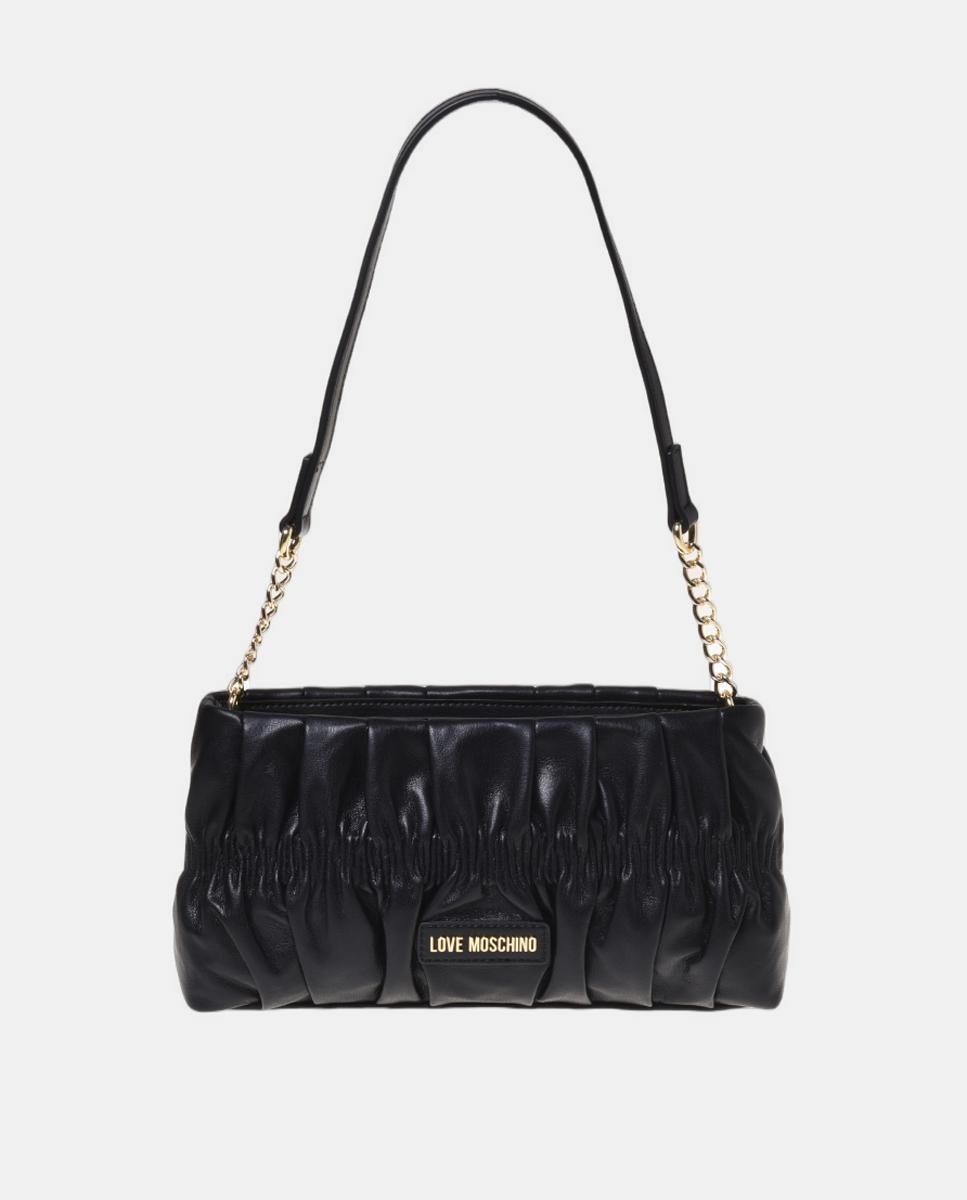 Bolso baguette liso, con detalle metálico dorado en el delantero - Love Moschino - Negro Negro-1