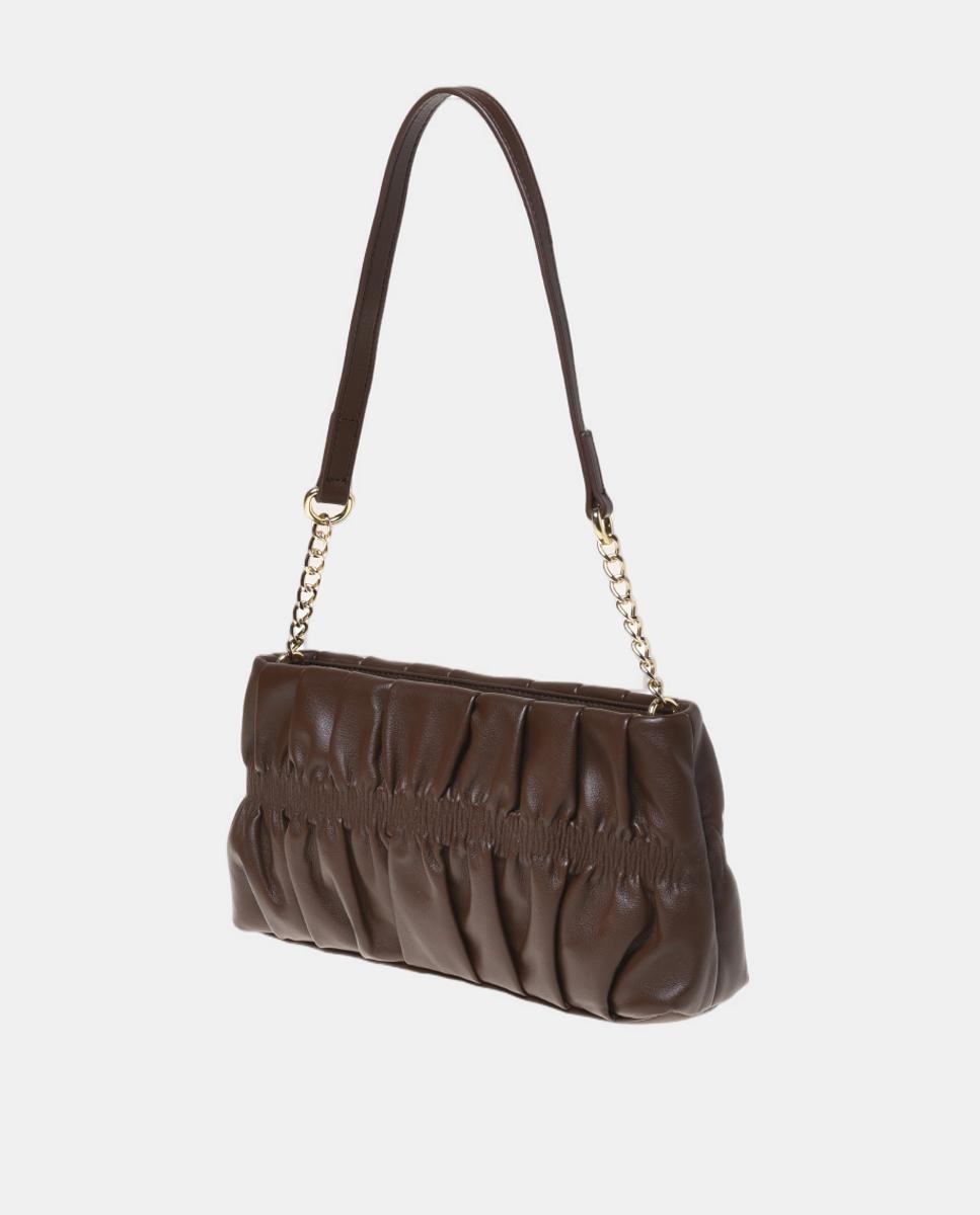 Bolso baguette liso, con detalle metálico dorado en el delantero - Love Moschino - Marrón Marrón-2