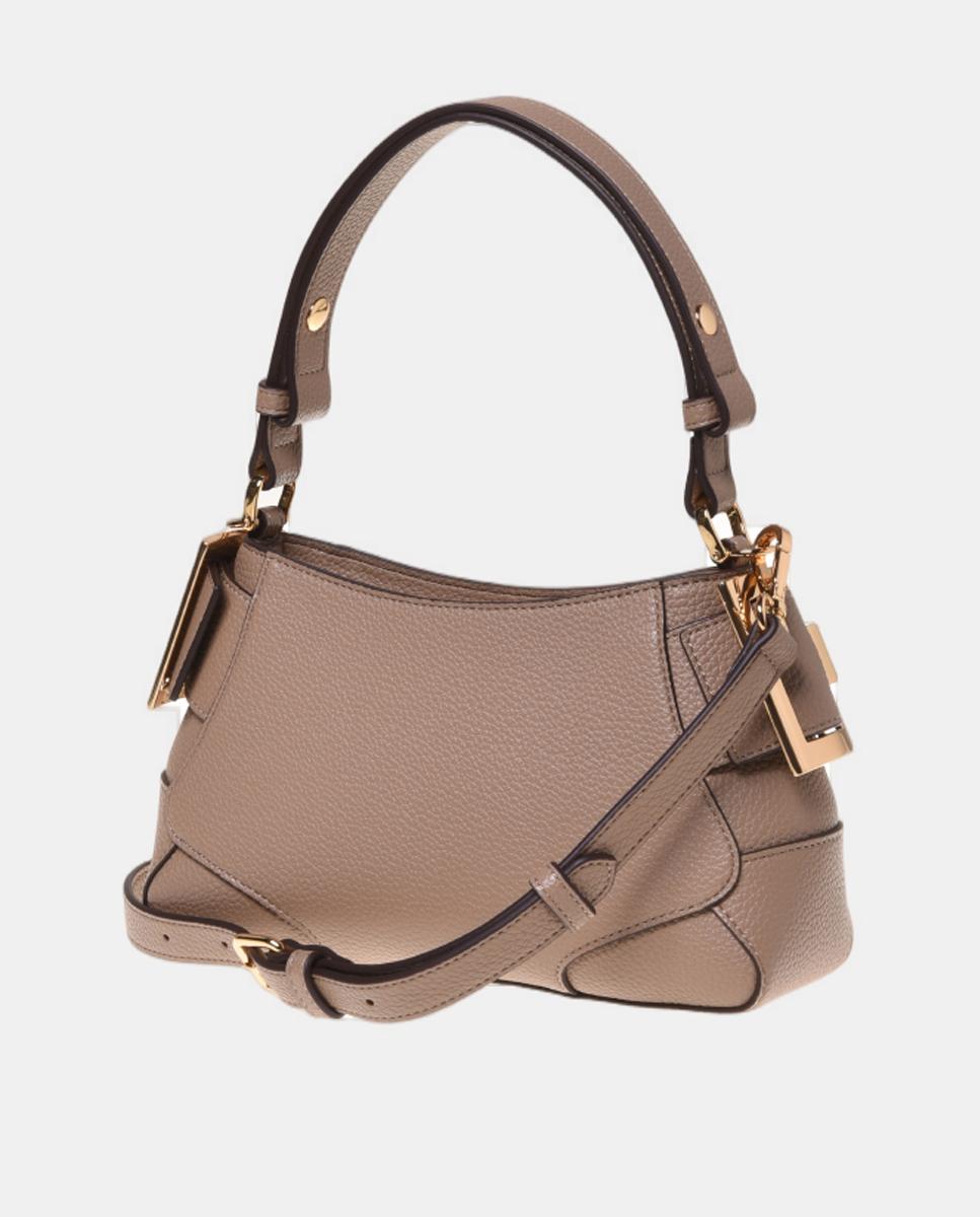 Bolso baguette bandolera, con detalle metálico dorado en los laterales y logo en el delantero - Love Moschino - Beige Beige-2