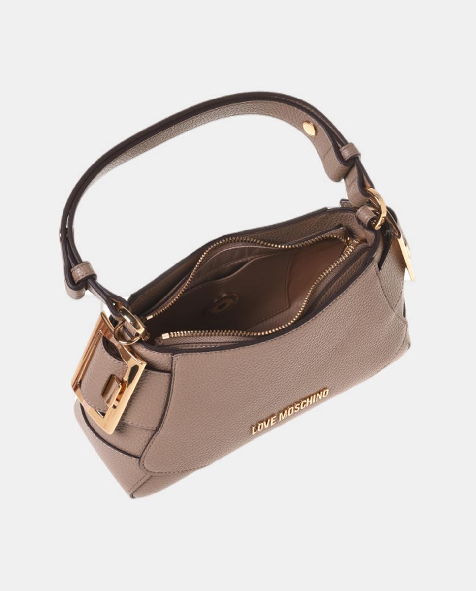 Bolso baguette bandolera, con detalle metálico dorado en los laterales y logo en el delantero - Love Moschino - Beige Beige-3