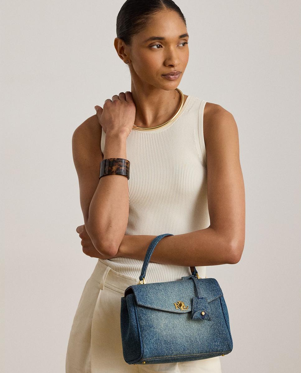 Mala Satchel Farrah Pequena de Ganga Azul-7