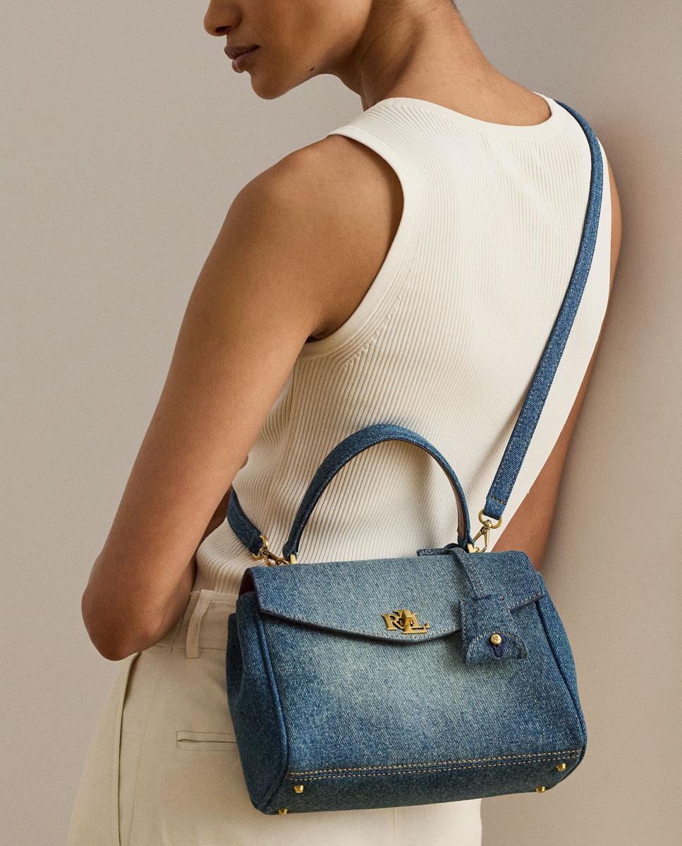 Mala Satchel Farrah Pequena de Ganga Azul-8