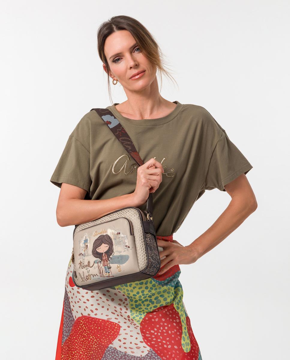 Mala a Tiracolo com Bolso à Frente Tulip Multicolor-6
