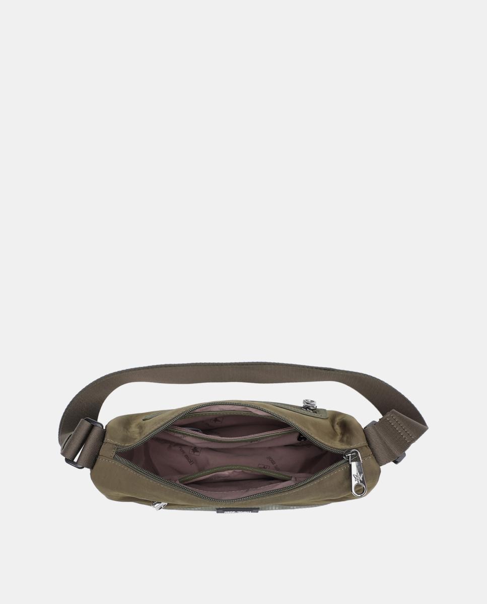 Mala a Tiracolo Meia Lua com Bolso à Frente Verde-4