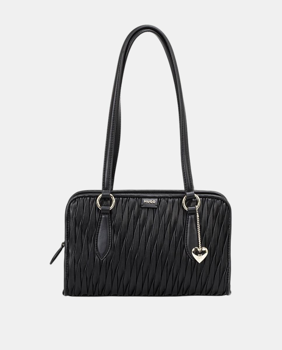 Bolso de hombro con cierre de cremallera totalmente forrado - Hugo - Negro Negro-1