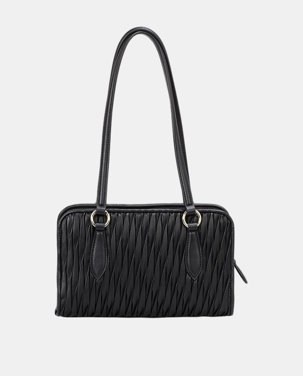 Bolso de hombro con cierre de cremallera totalmente forrado - Hugo - Negro Negro-2