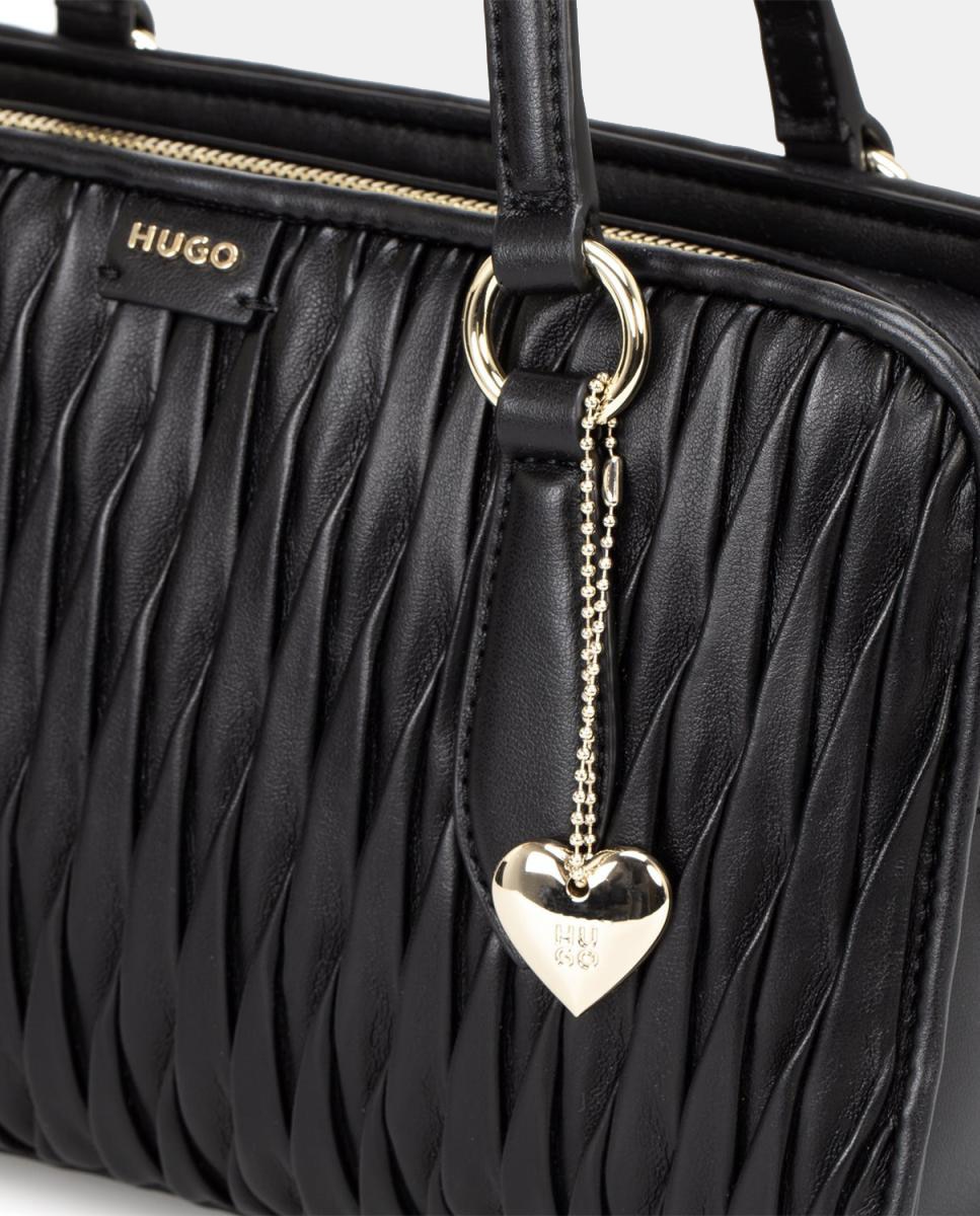 Bolso de hombro con cierre de cremallera totalmente forrado - Hugo - Negro Negro-3