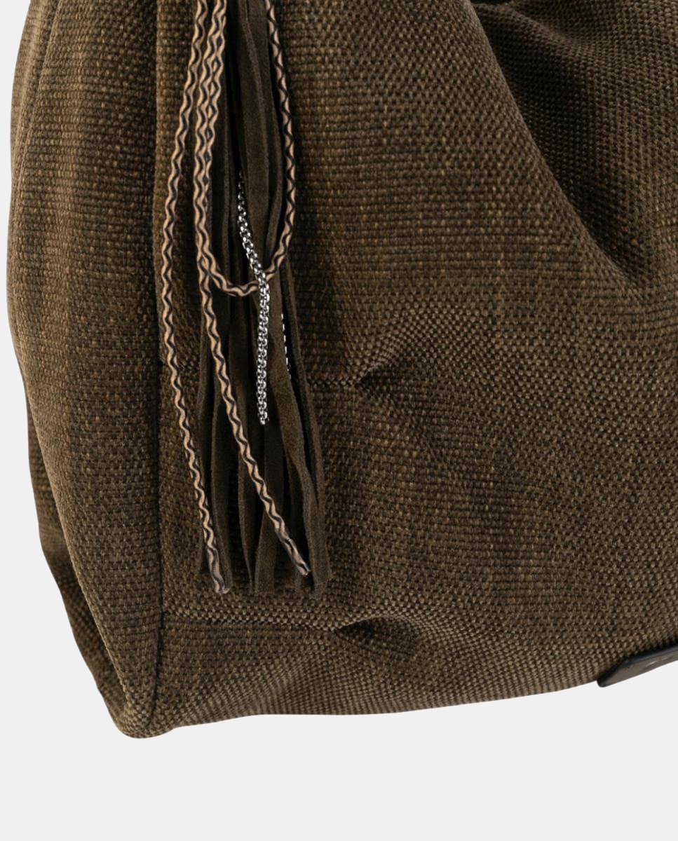 Mala Hobo Grande em Tecido Texturizado com Alça Acolchoada Verde-militar-3