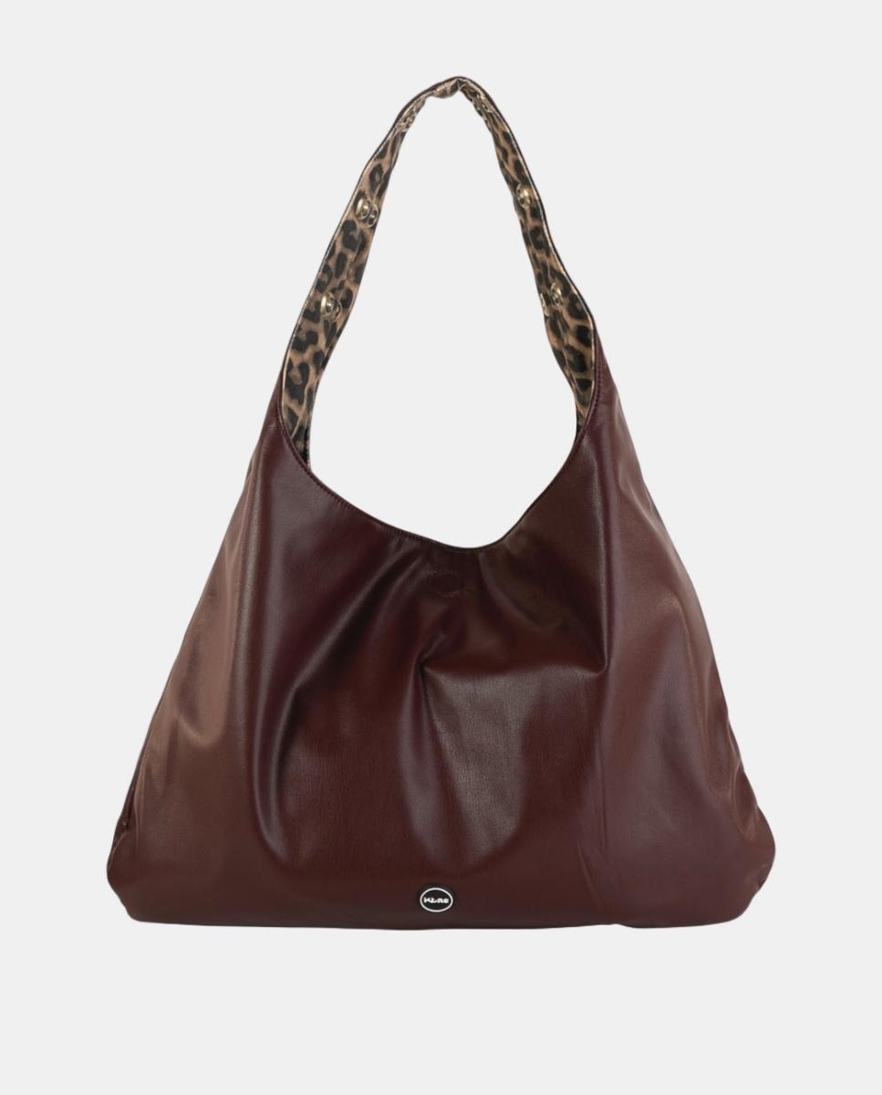 Mala Hobo Grande em Efeito de Pele com Design Reversível e Alça Cómoda Grená-4