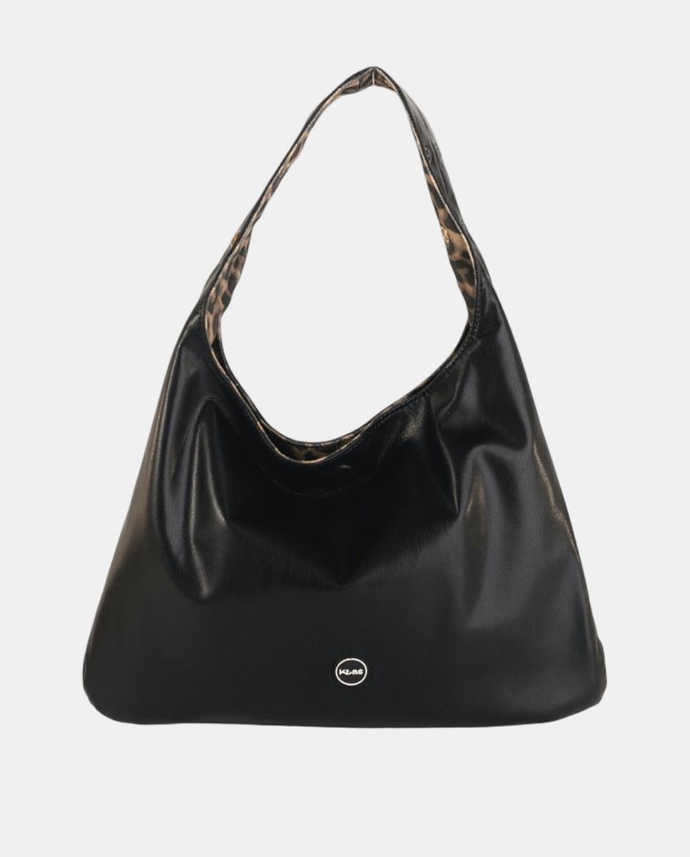 Mala Hobo Pequena em Efeito de Pele com Design Reversível e Alça Cómoda Preto-4