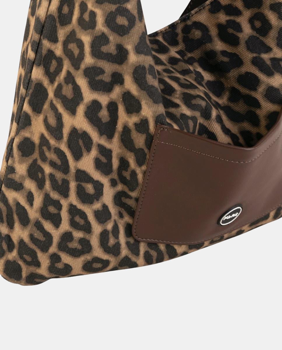 Mala Hobo Pequena em Efeito de Pele com Design Reversível e Alça Cómoda Castanho-3