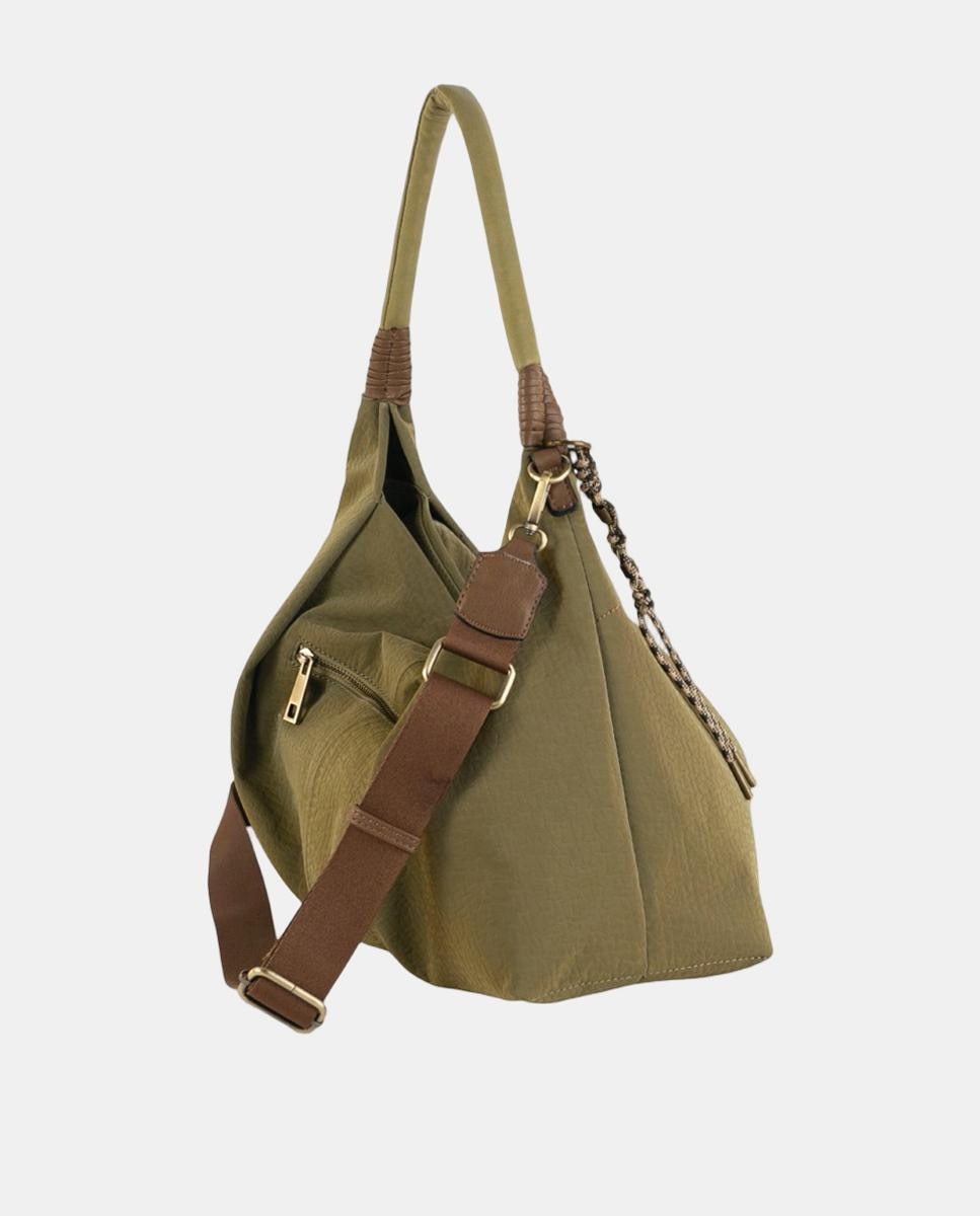 Mala Hobo Grande em Material Técnico com Alça de Ombro Verde-2