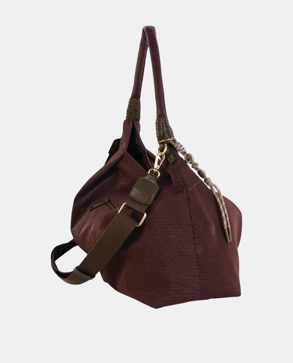 Mala Hobo Grande em Material Técnico com Alça de Ombro Grená-2