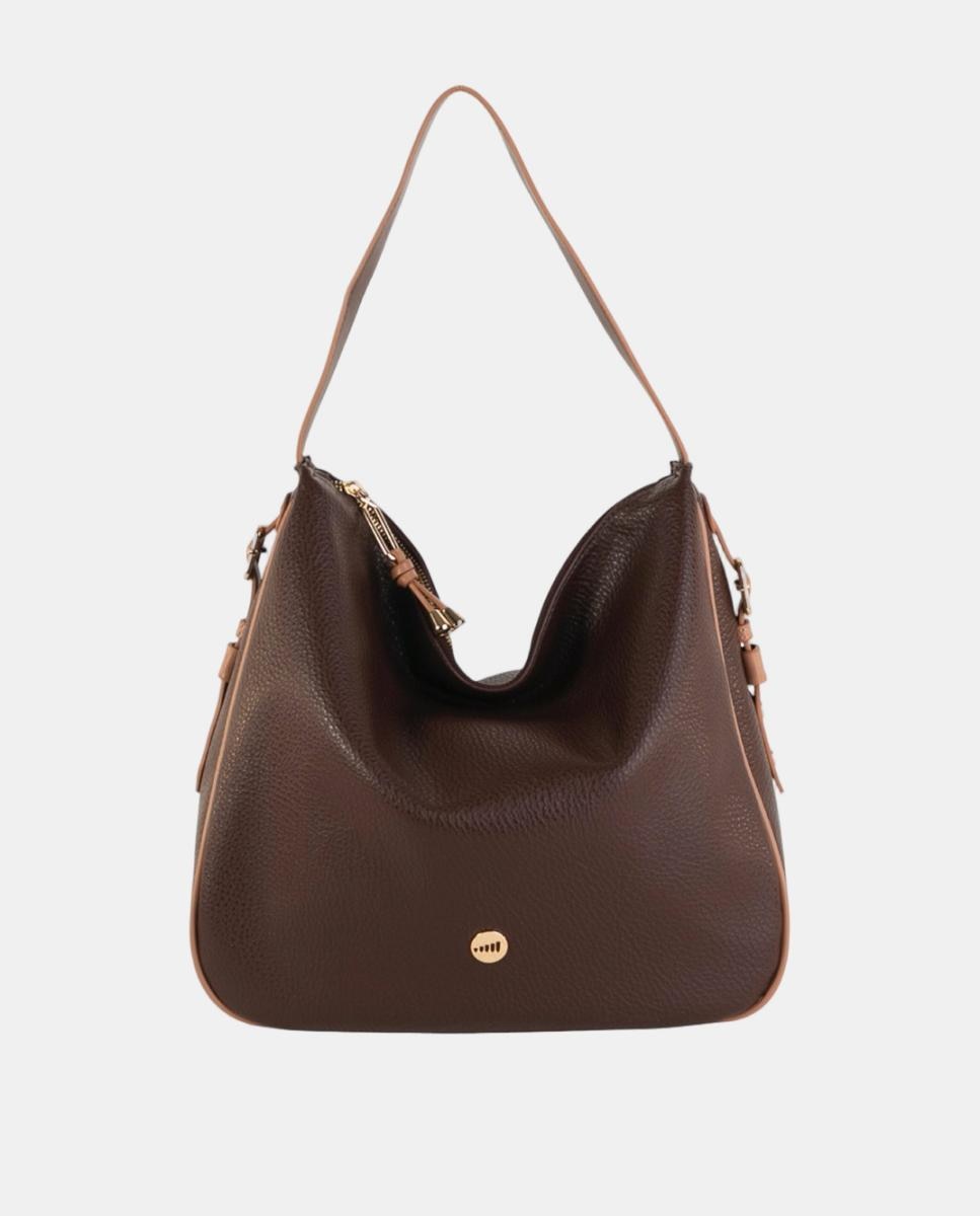 Imagem 0 de Mala Hobo Grande em Efeito de Pele com Design Flexível e Fecho de Correr