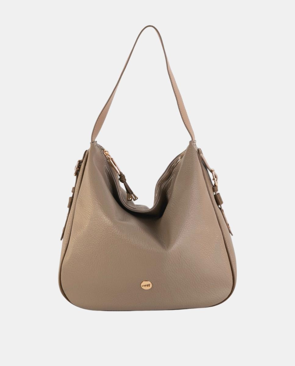 Imagem 0 de Mala Hobo Grande em Efeito de Pele com Design Flexível e Fecho de Correr