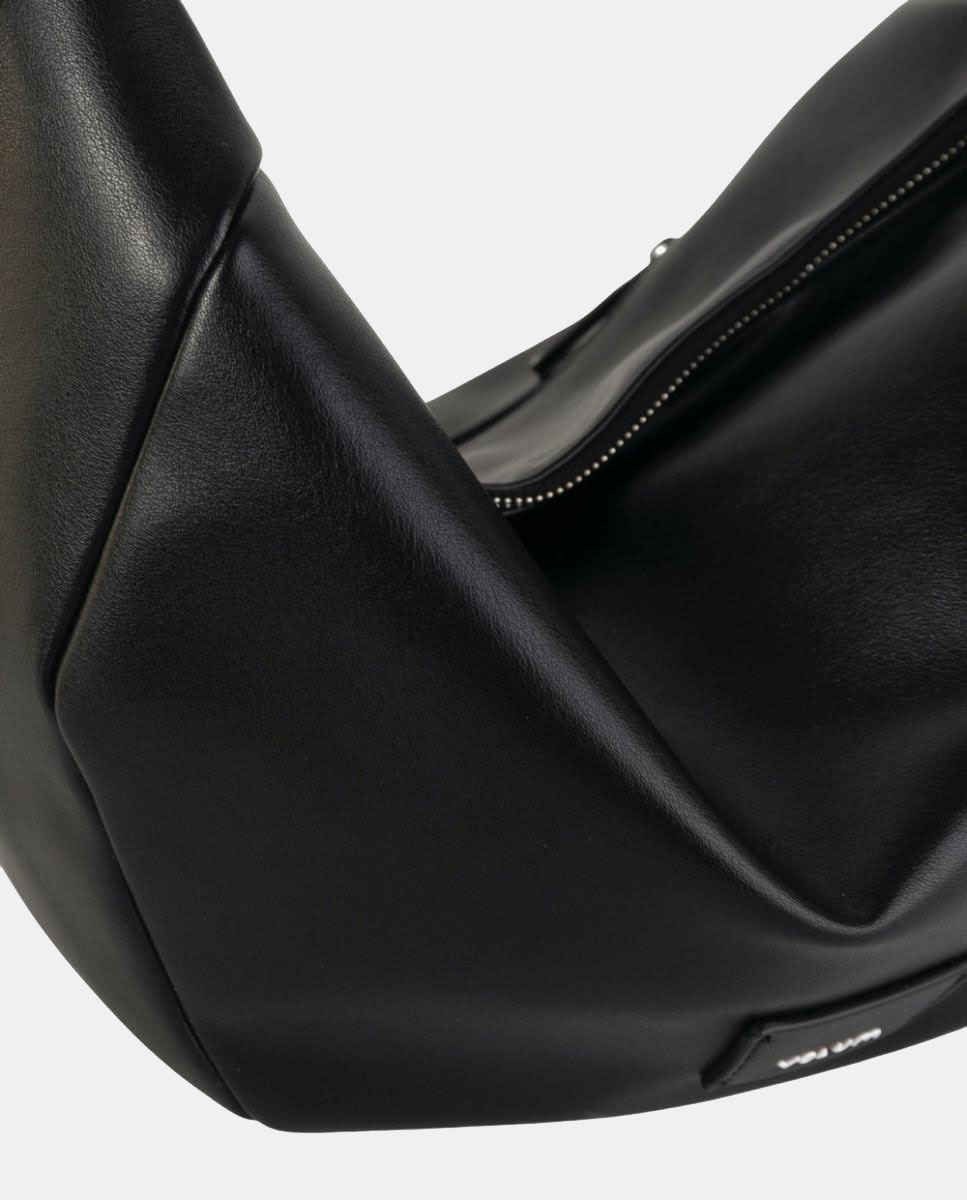 Mala a Tiracolo Média com Efeito de Pele Soft e Alça Ajustável Preto-3