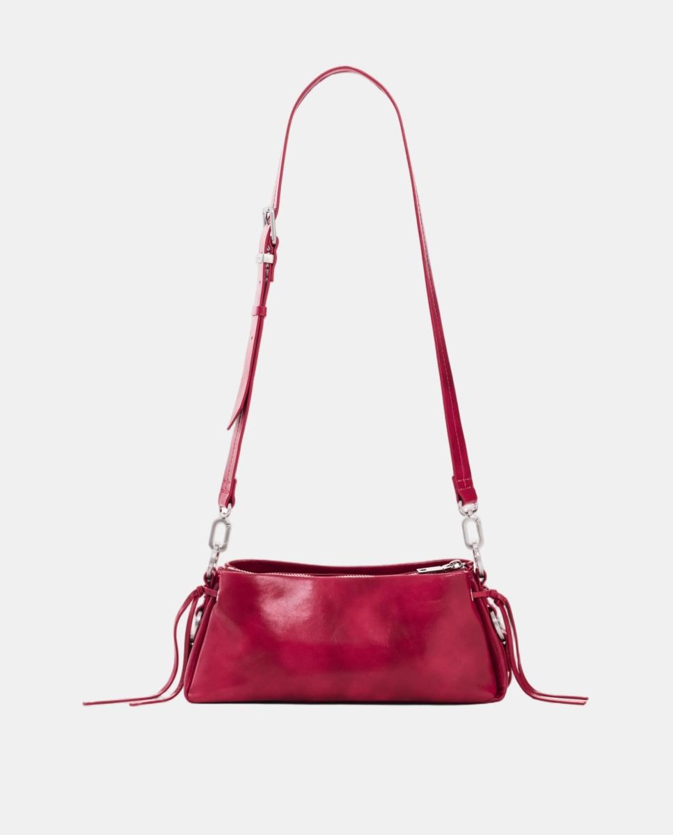 Mala a Tiracolo Pequena com Aplique Floral Rosa-3