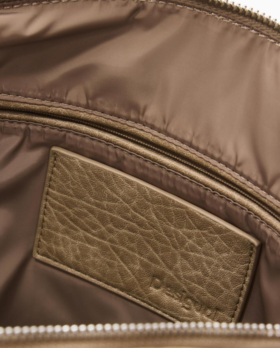 Mala Shopper Half Logo Grande com Efeito de Pele Cru-4