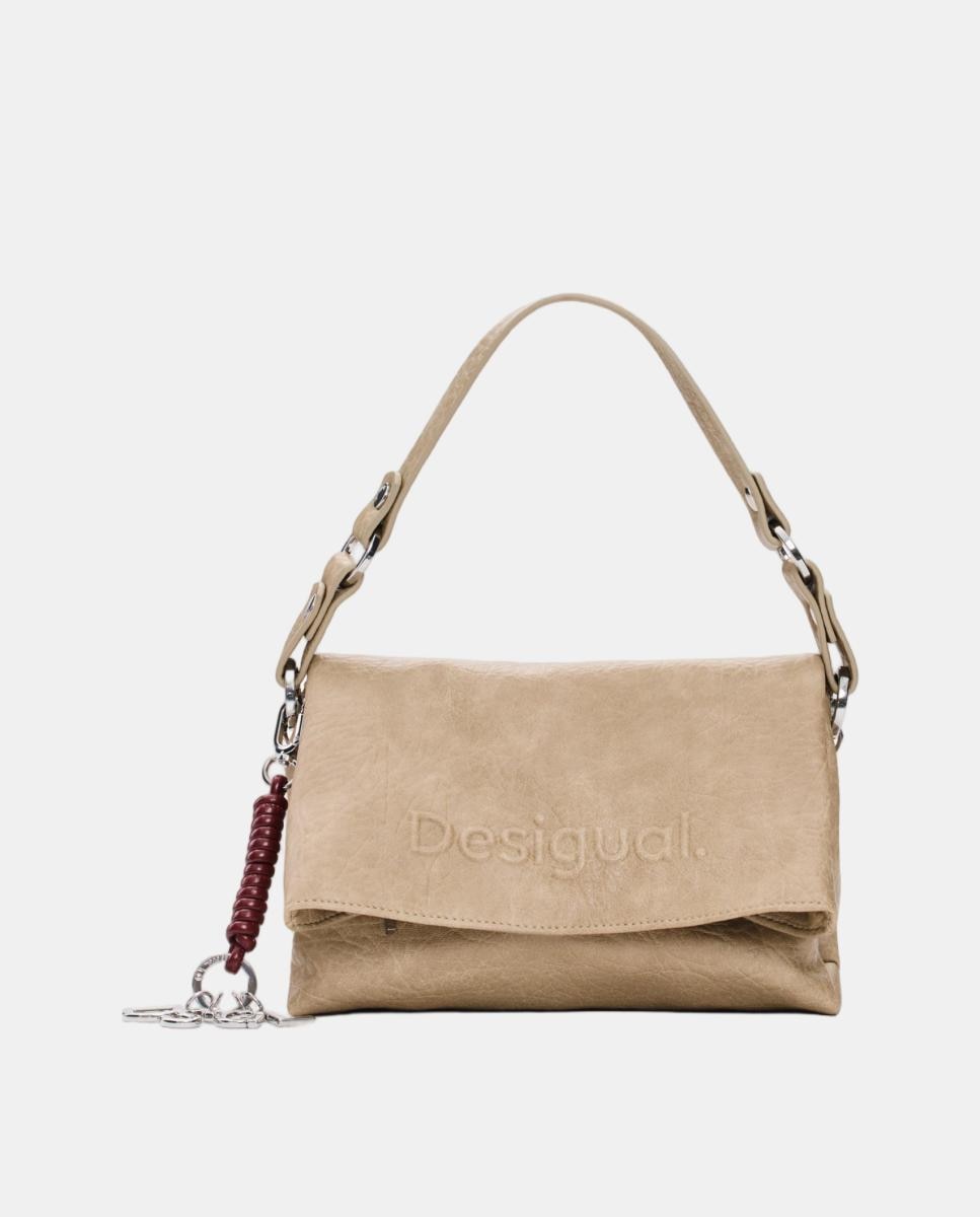 Desigual - Bolso half logo bandolera mediano efecto piel.