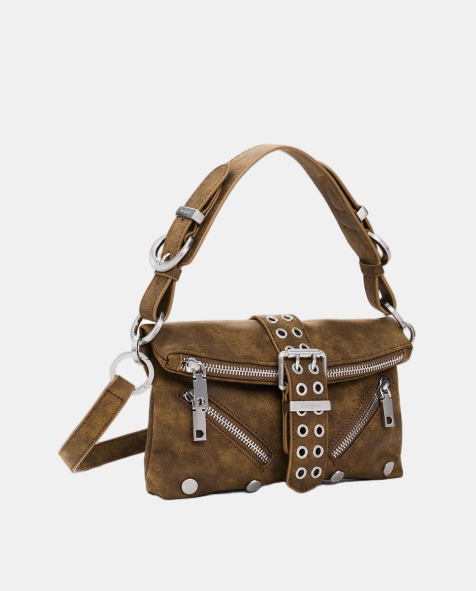 Mala Clutch com Efeito de Camurça Camel-2