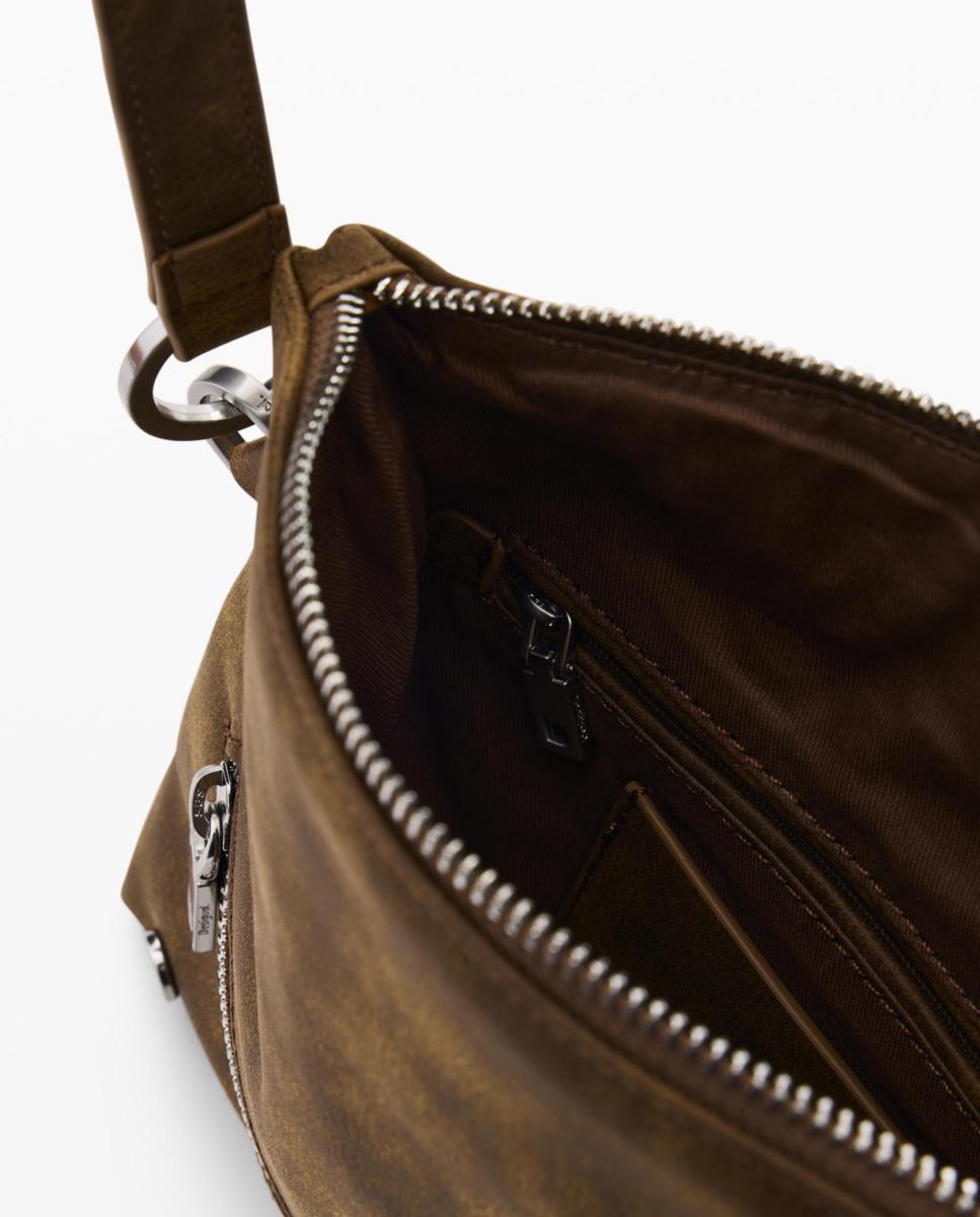 Mala Clutch com Efeito de Camurça Camel-4
