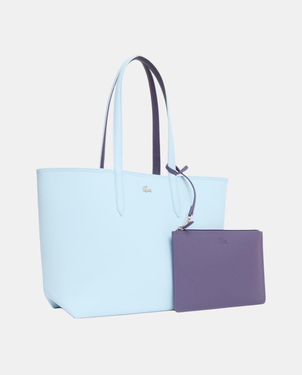 Bolso shopper reversible en marrón con logotipo metálico - Lacoste - Azul claro Azul claro-3