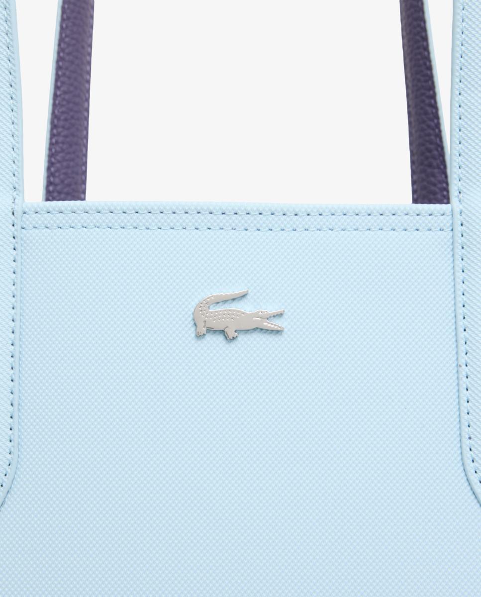 Bolso shopper reversible en marrón con logotipo metálico - Lacoste - Azul claro Azul claro-4