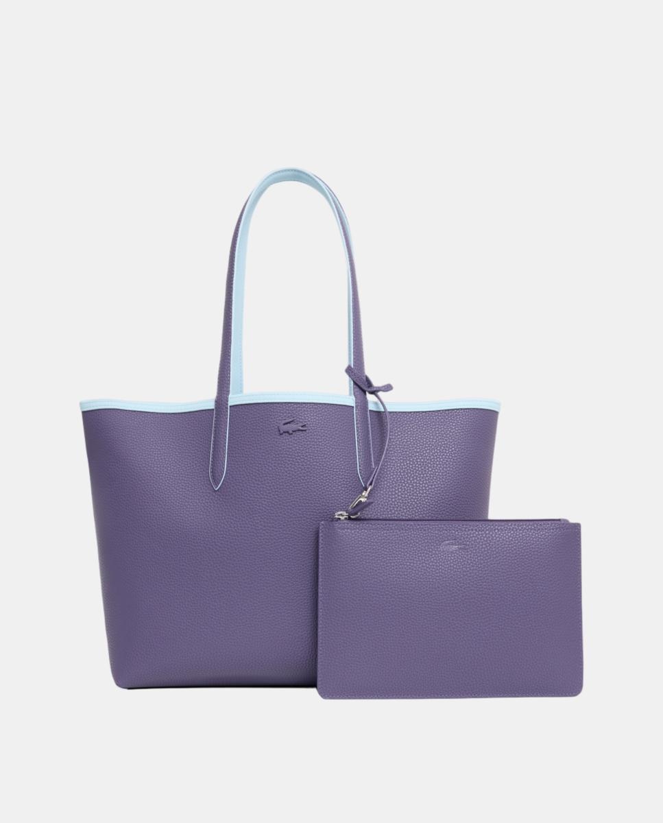 Bolso shopper reversible en marrón con logotipo metálico - Lacoste - Azul claro Azul claro-5