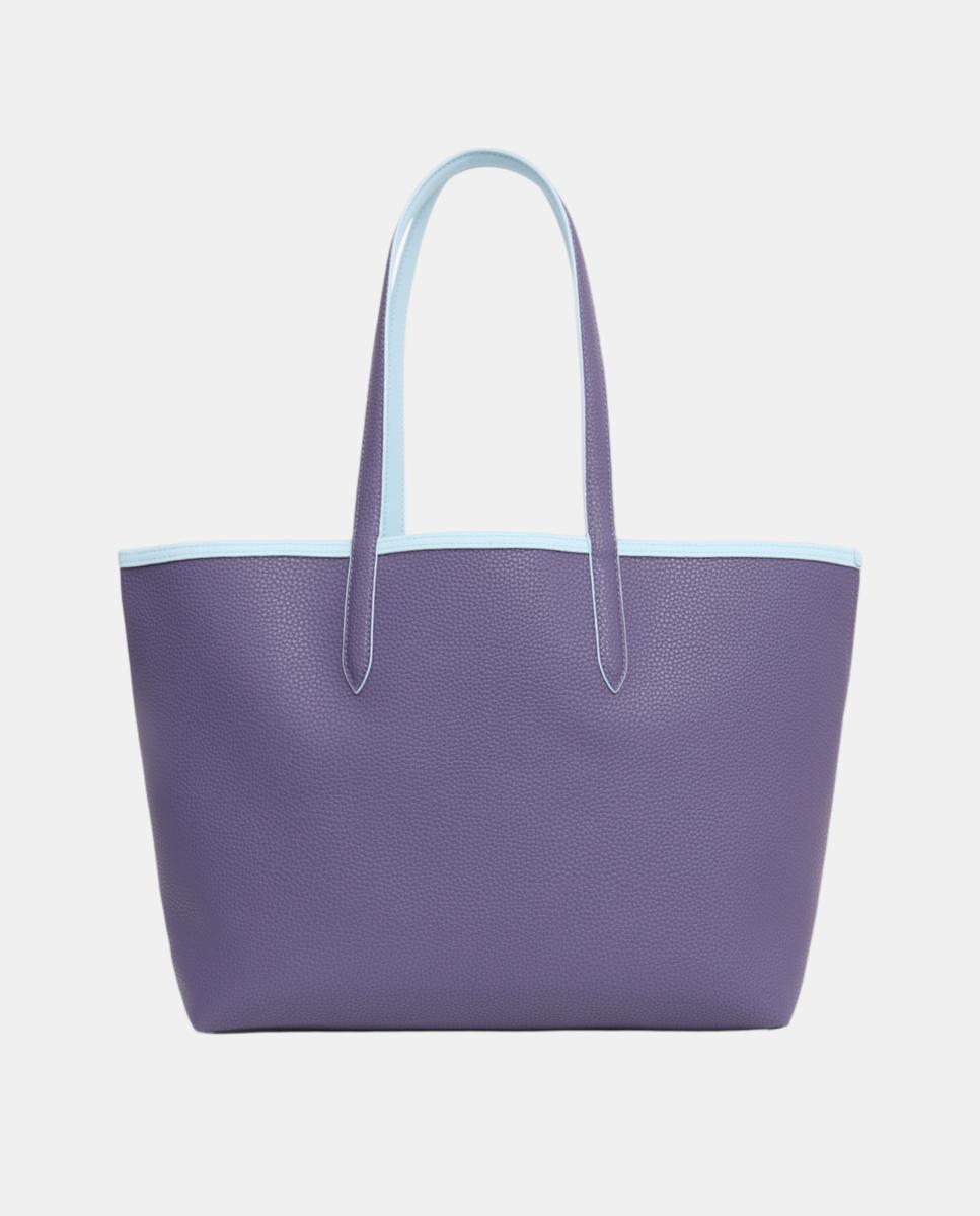 Bolso shopper reversible en marrón con logotipo metálico - Lacoste - Azul claro Azul claro-6