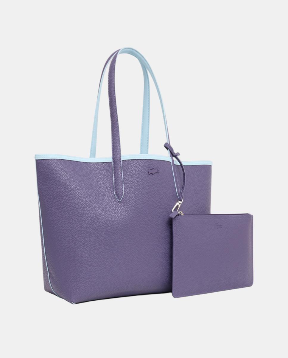 Bolso shopper reversible en marrón con logotipo metálico - Lacoste - Azul claro Azul claro-7
