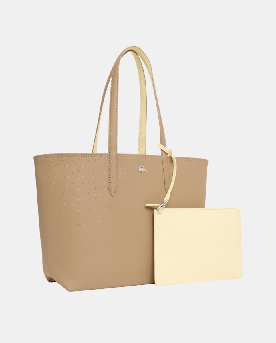 Bolso shopper reversible en marrón con logotipo metálico - Lacoste - Marrón claro Marrón claro-3