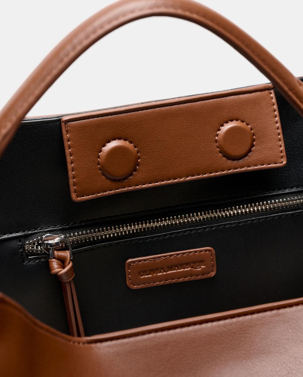 Bolso grande con cierre imantado modelo LE SAC - Olivia Mareque - Marrón Marrón-3