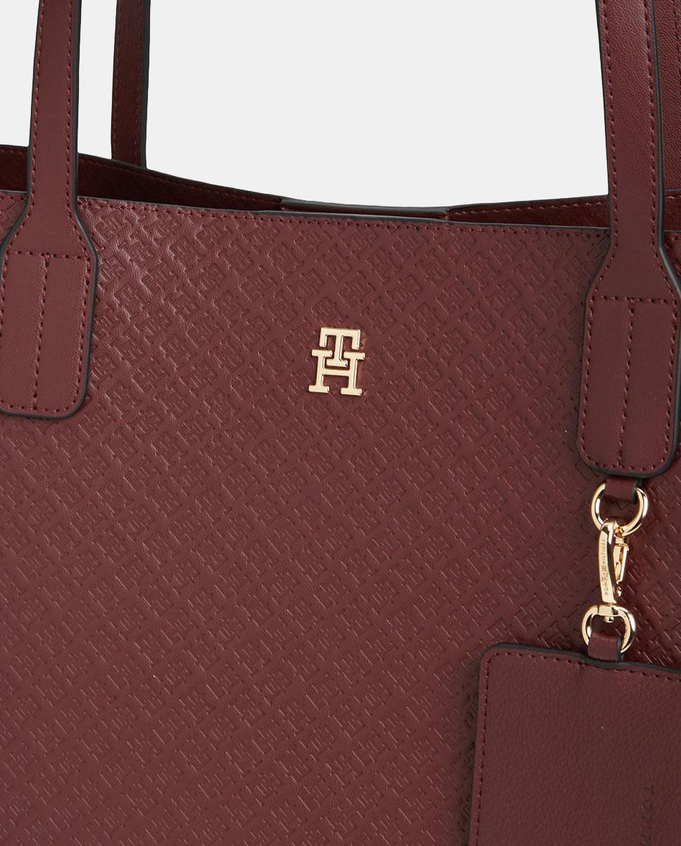Mala Tipo Tote com Monograma Gravado Grená-3