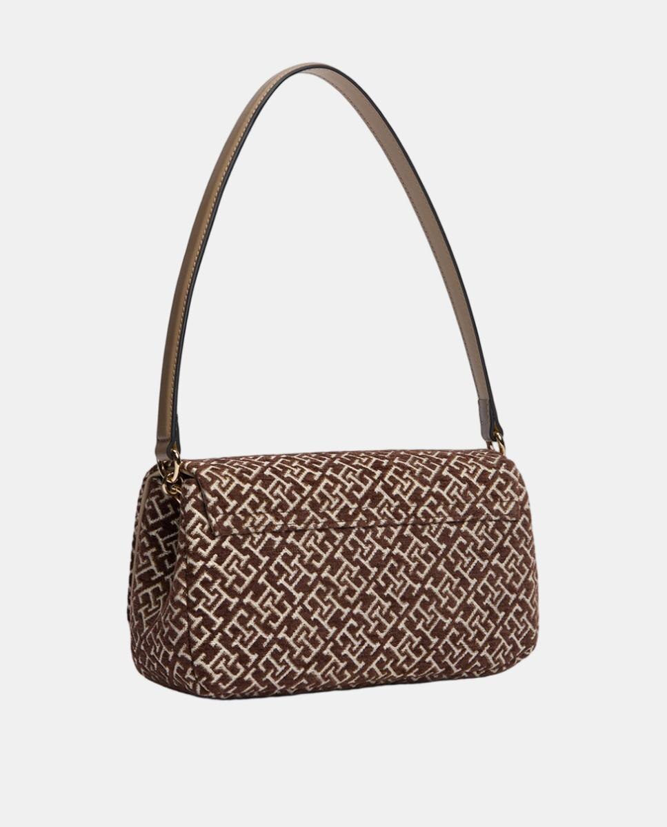 Mala a Tiracolo com Estampado de Monograma Castanho-2