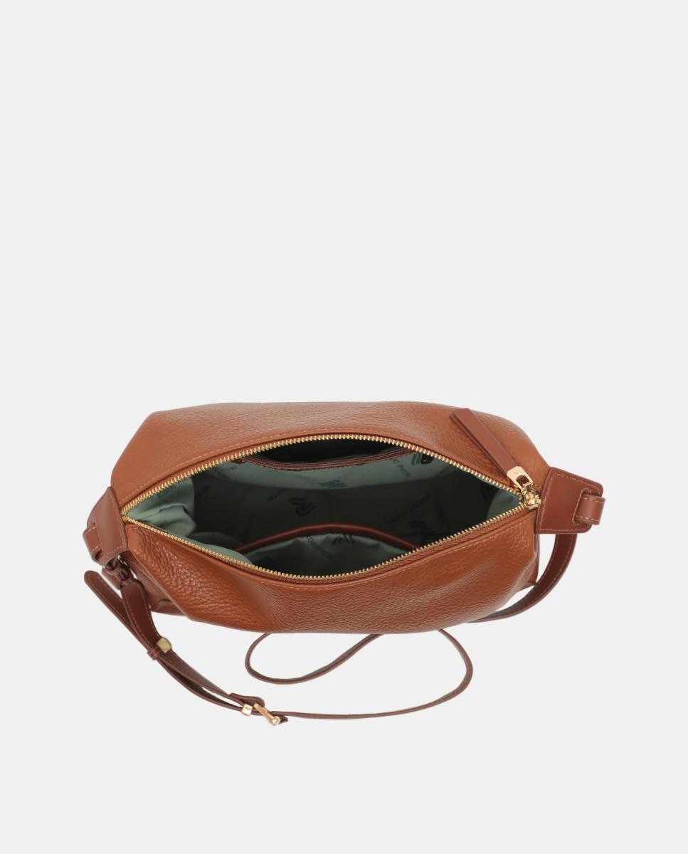 Mala Crossbody Hobo com Alça Ajustável com Fivela Castanho-3