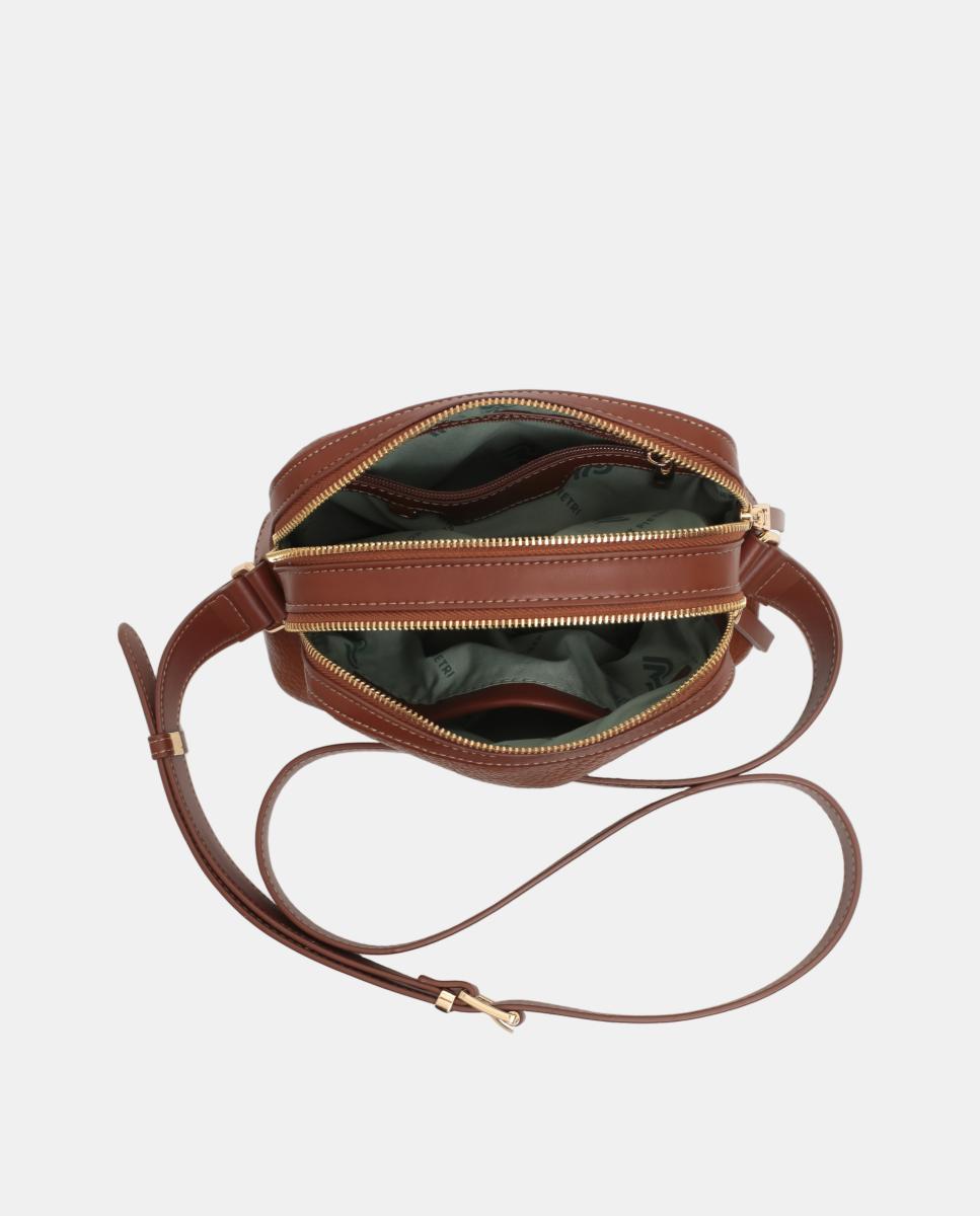 Mala Crossbody Pequena com Alça Ajustável com Fivela Castanho-3