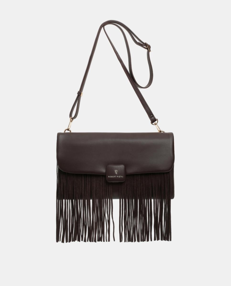 BOLSO CROSSBODY CON SOLAPA Y FLECOS - Robert Pietri - Marrón Marrón-1