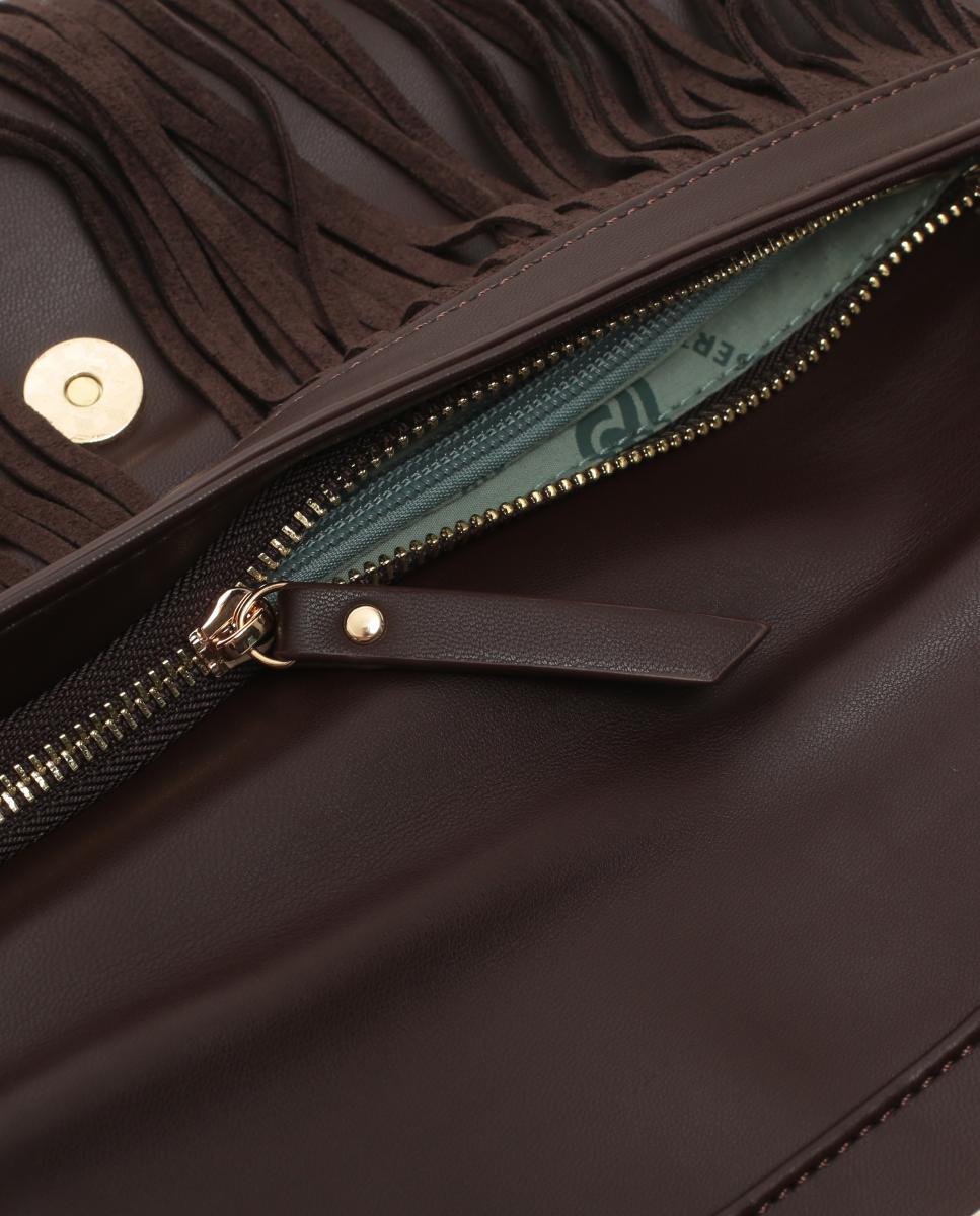 BOLSO CROSSBODY CON SOLAPA Y FLECOS - Robert Pietri - Marrón Marrón-3