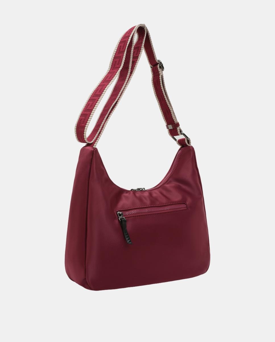 BOLSO CROSS BODY HOBO CON DOS TIRADORES Y ASA BANDOLERA DECORATIVA - Robert Pietri - Granate Granate-2