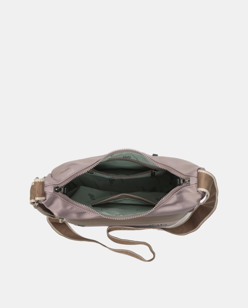 Mala Crossbody Hobo com Dois Puxadores e Alça de Tiracolo Decorativa Cinzento-3